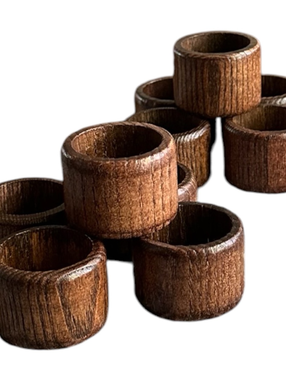 Rustic Brown Wooden Napkin Rings - Set of 10